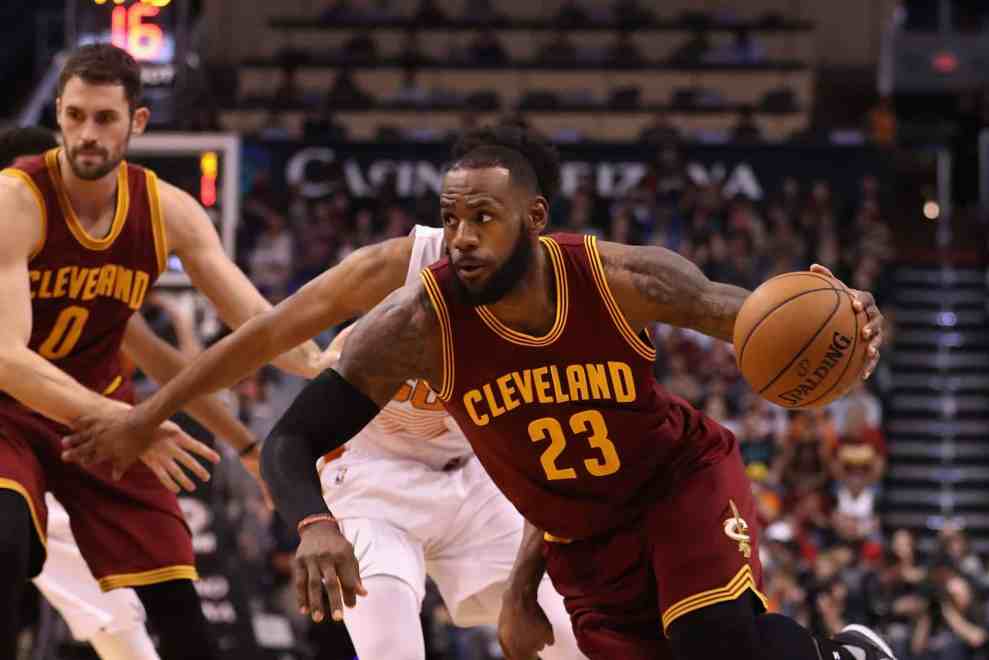 LeBron James in Cleveland Cavalier's #23 Jersey playing basketball