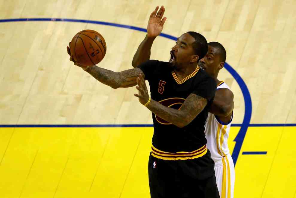 JR Smith in Cavaliers jersey playing basketball