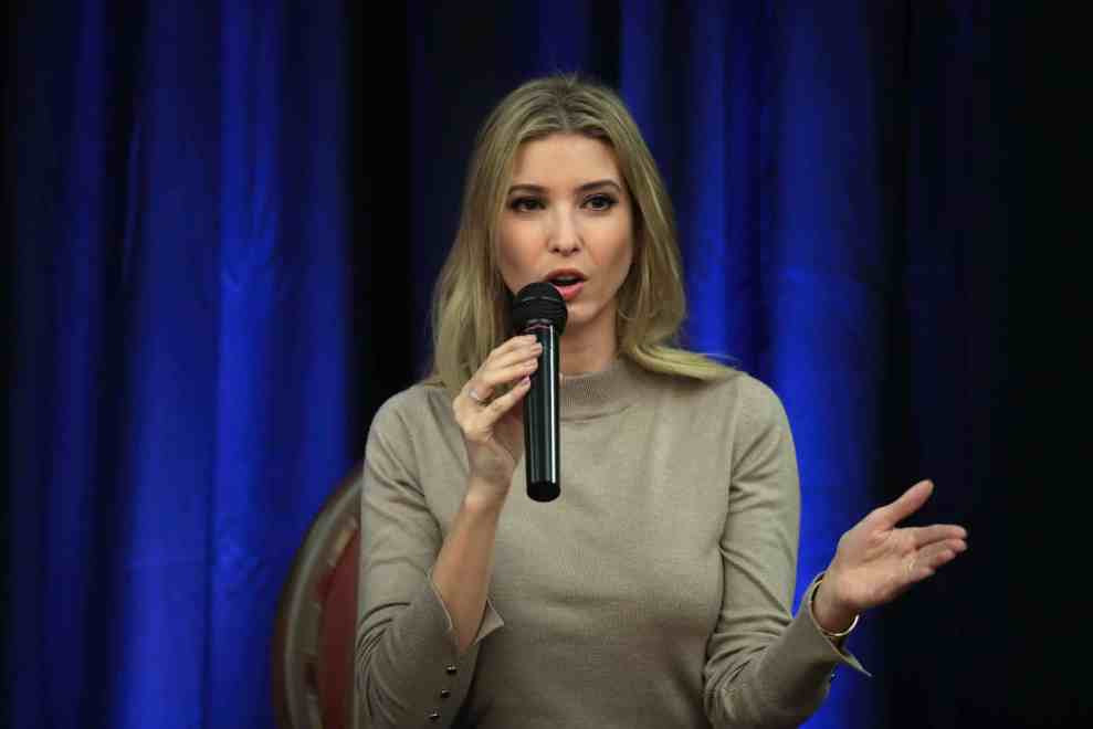 Ivanka Trump speaking into microphone