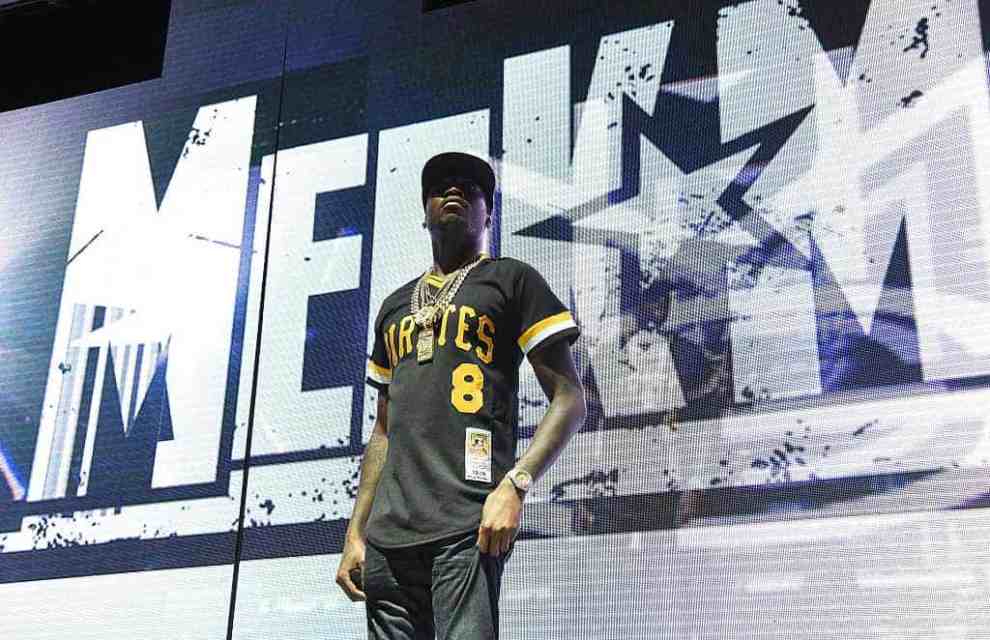 Meek Mill in front of Meek Mill background