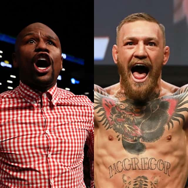 Floyd Mayweather and Connor McGregor split image