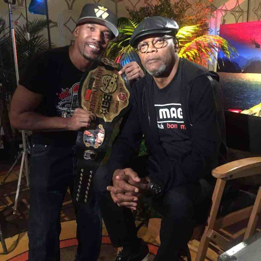 Samuel L. Jackson with Hot 97 title belt