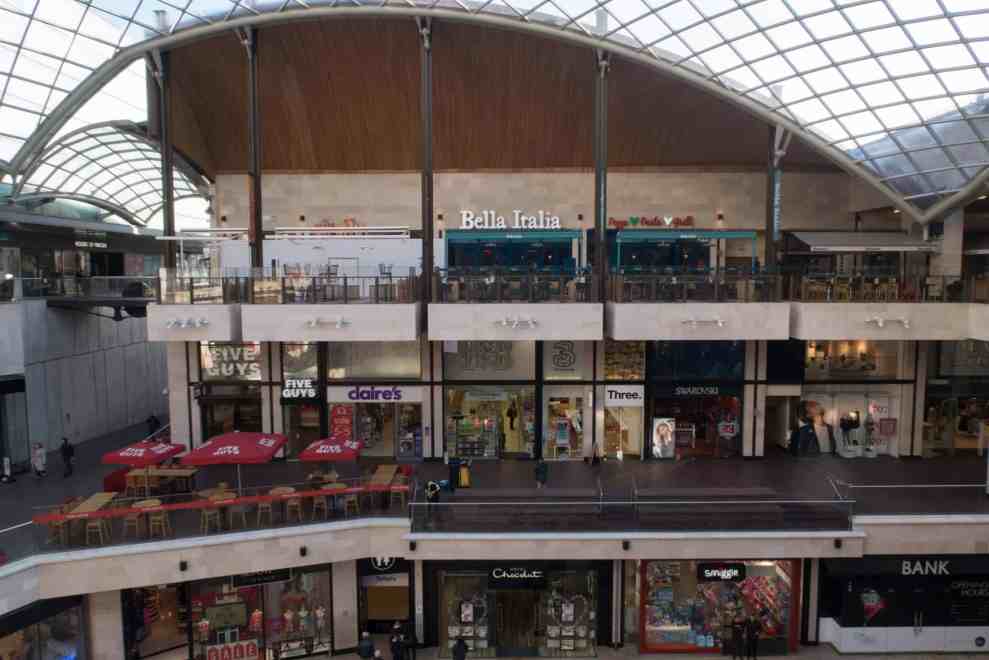 Stores at an empty mall