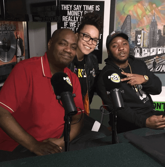 Megan Ryte Mister Cee adn Lil Cease in Hot 97 Studio