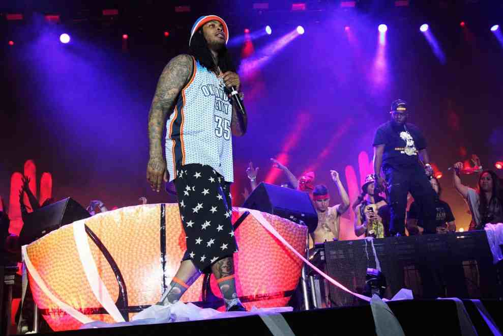 INDIO, CA - APRIL 18: Juaquin Malphurs aka Waka Flocka Flame performs onstage during day 1 of the 2014 Coachella Valley Music & Arts Festival at the Empire Polo Club on April 18, 2014 in Indio, California
