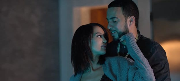 Drake looking adoringly at black woman with straight black hair