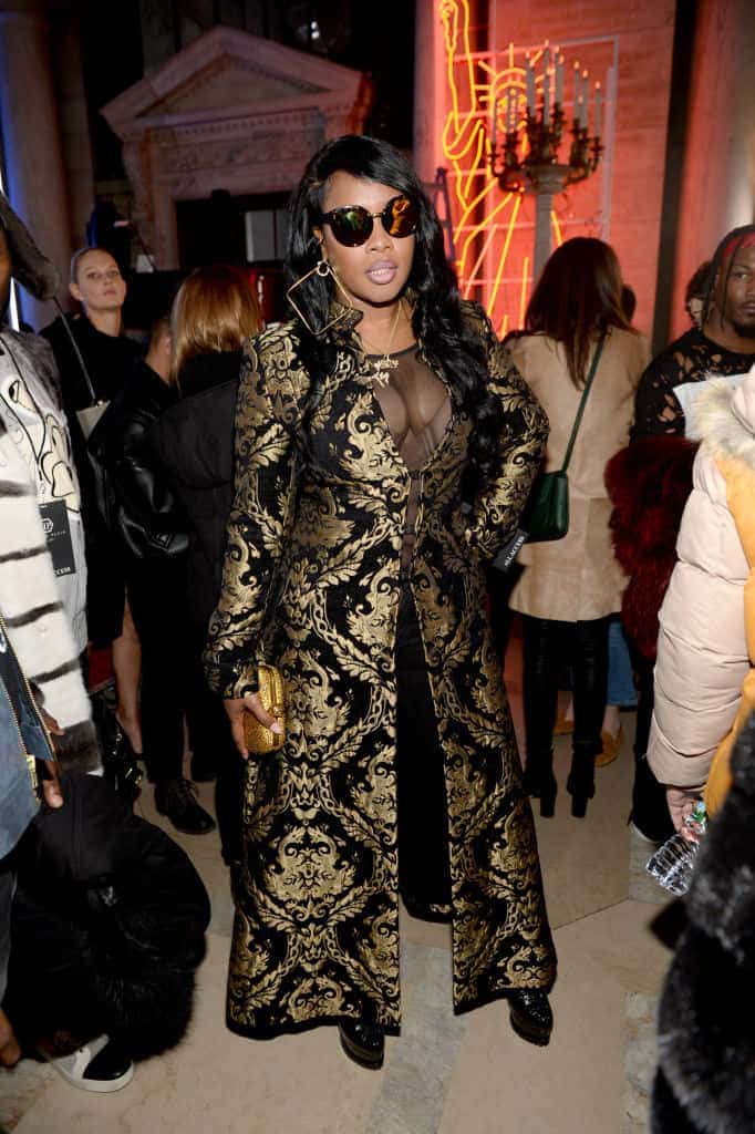 Remy Ma in Black and Gold Dress