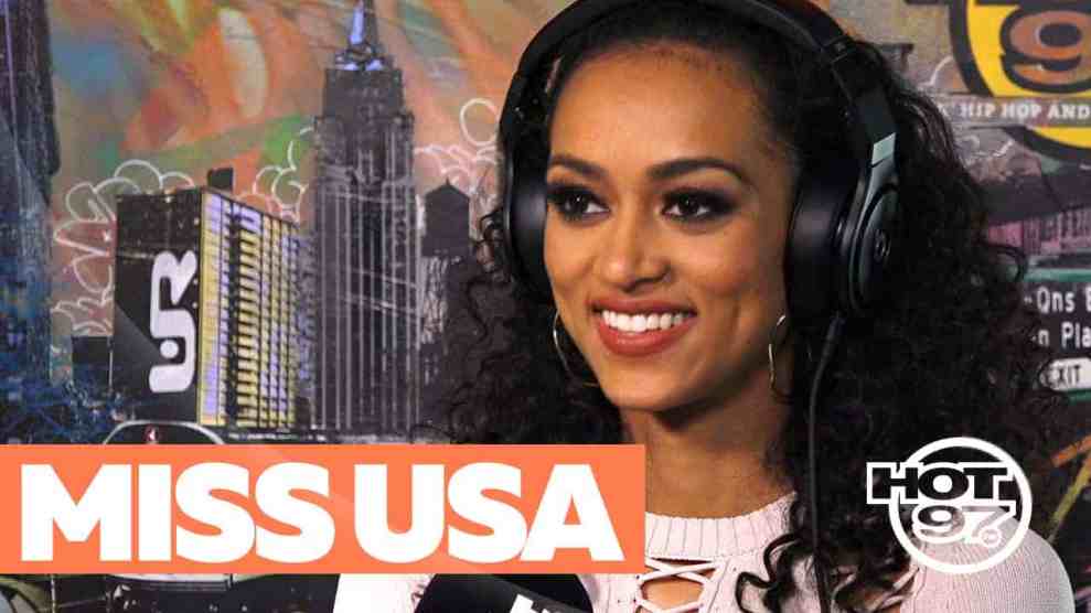 Miss USA Kara McCullough in Hot 97 Studio on Ebro in the Morning