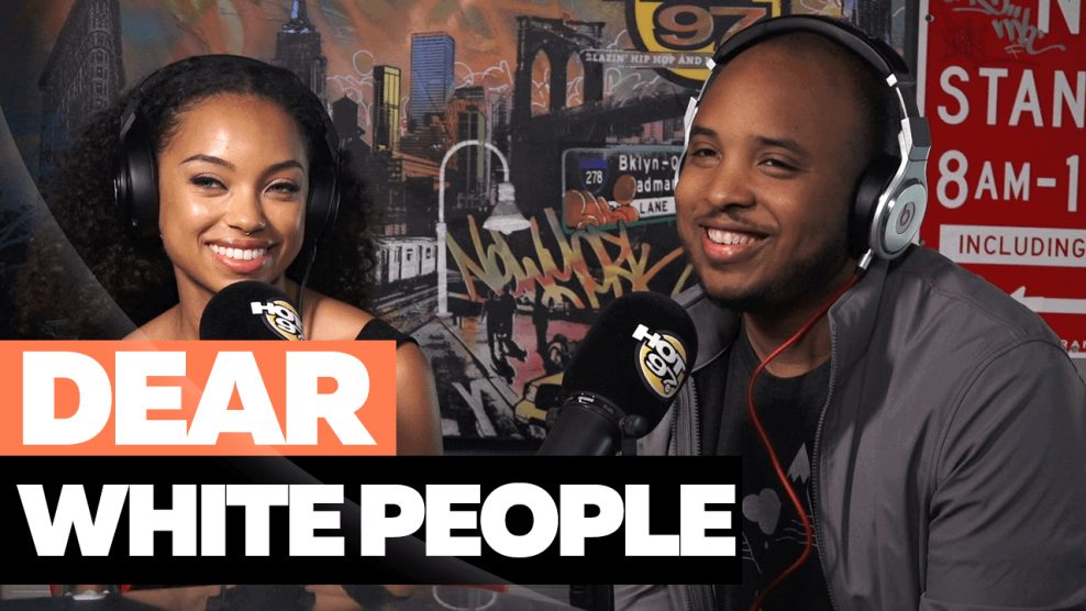 Justin Simien and Logan Browning of Dear White People in Hot 97 Studios on Ebro in the Morning