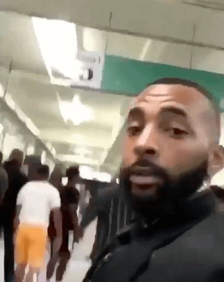 Screenshot from video of BET 2017 Awards scuffle between Chris Brown and Migos