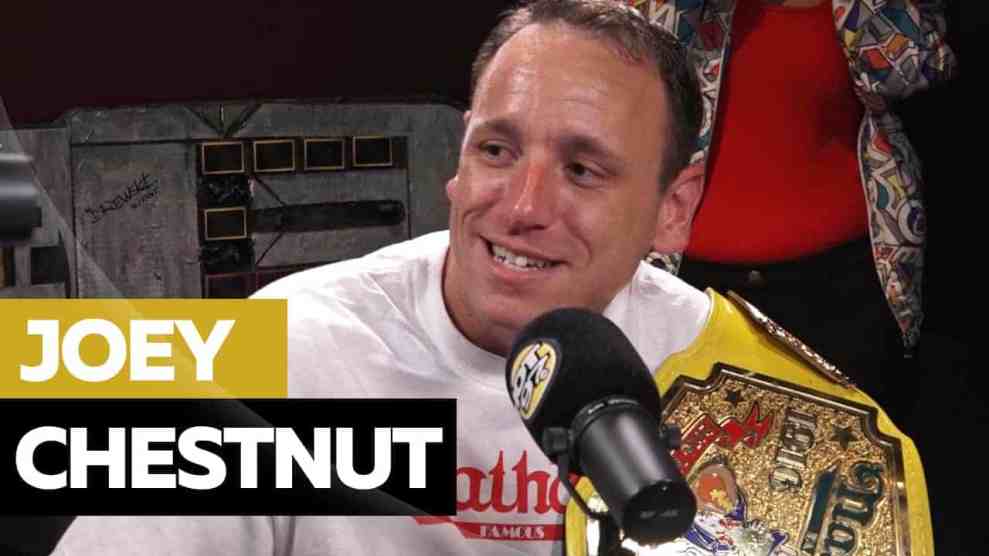 Joey Chestnut in Hot 97 studio