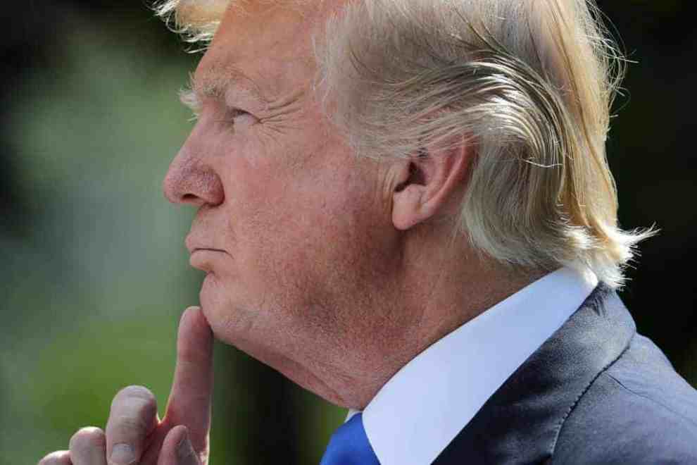 President Trump  holds a joint news conference with Lebanese Prime Minister Saad Hariri in the Rose Garden on July 25