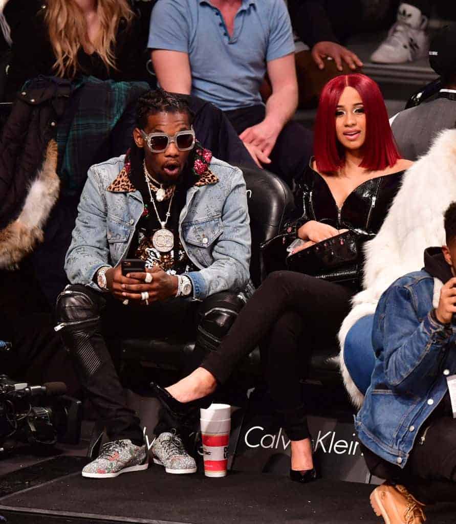 Cardi B & Offset attend New York Knicks Vs. Brooklyn Nets game on March 12