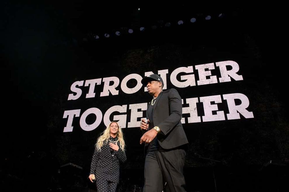 Beyoncé and Jay Z at Get Out the Vote (GOTV) performance in support of Democratic presidential nominee Hillary Clinton 2016