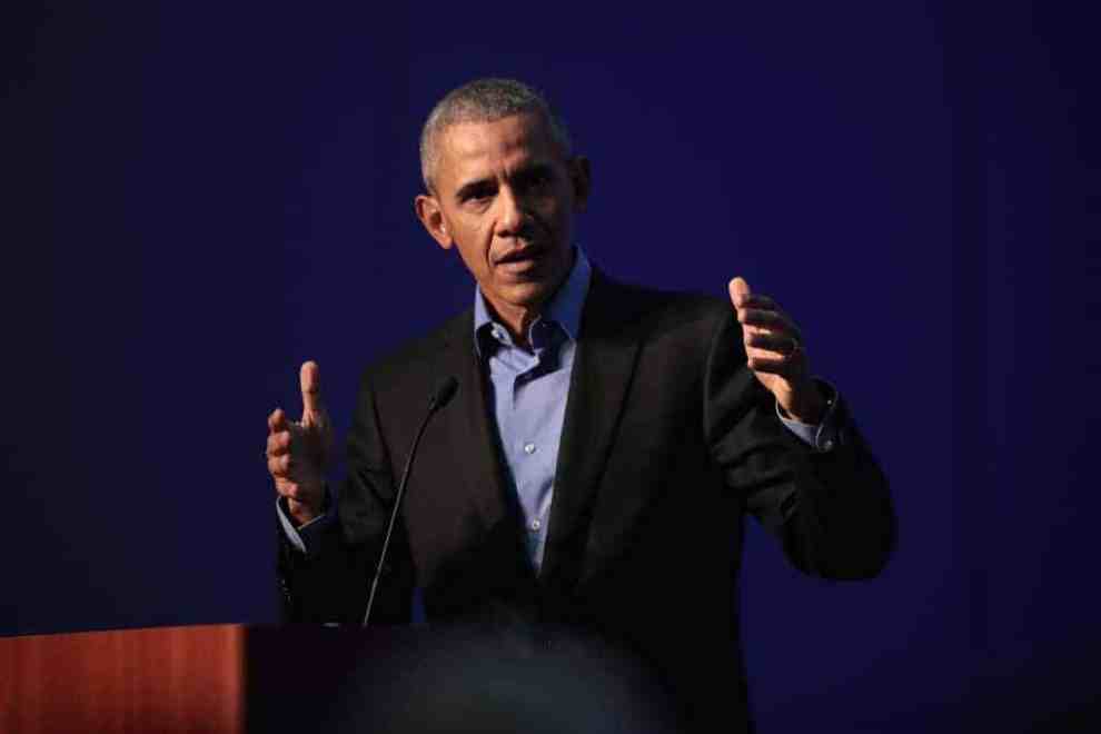 Former president Obama to a gathering of more than 50 mayors and other guests during the North American Climate Summit