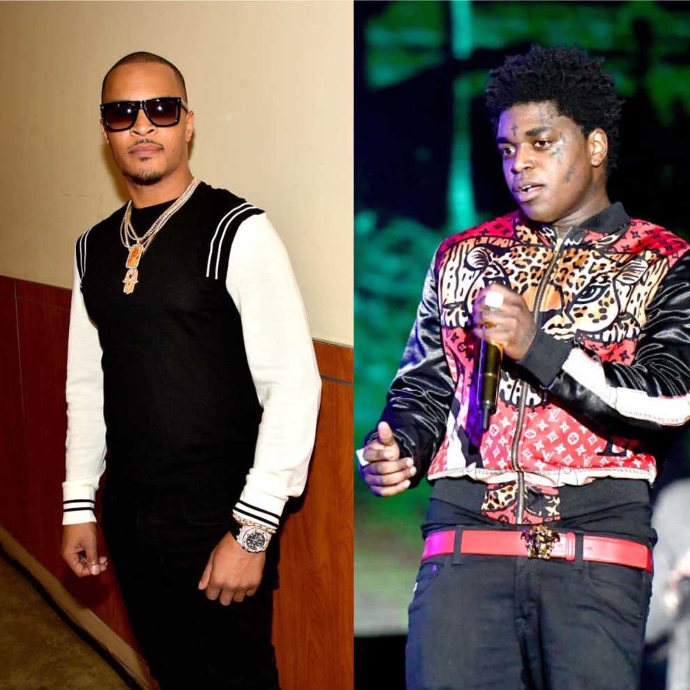 T.I. and Kodak Black wearing multiple albums