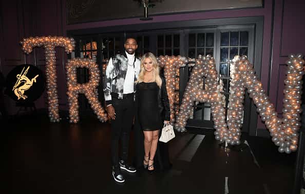 Khloe Kardashian and Tristan Thompson attending his birthday party