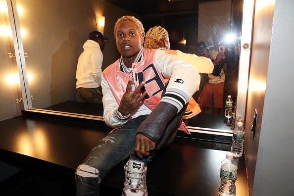 Recording artist Lil Durk backstage at PlayStation Theater on September 19