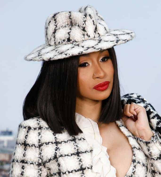 Cardi B wearing Black and White