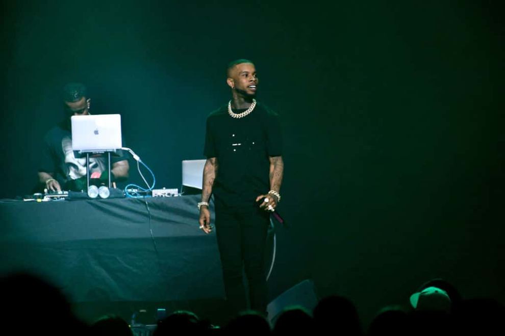 Tory Lanez on stage wearing black