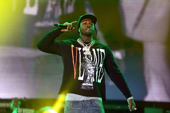 Rapper Pop Smoke performs onstage during day 2 of the Rolling Loud Festival at Banc of California Stadium on December 15