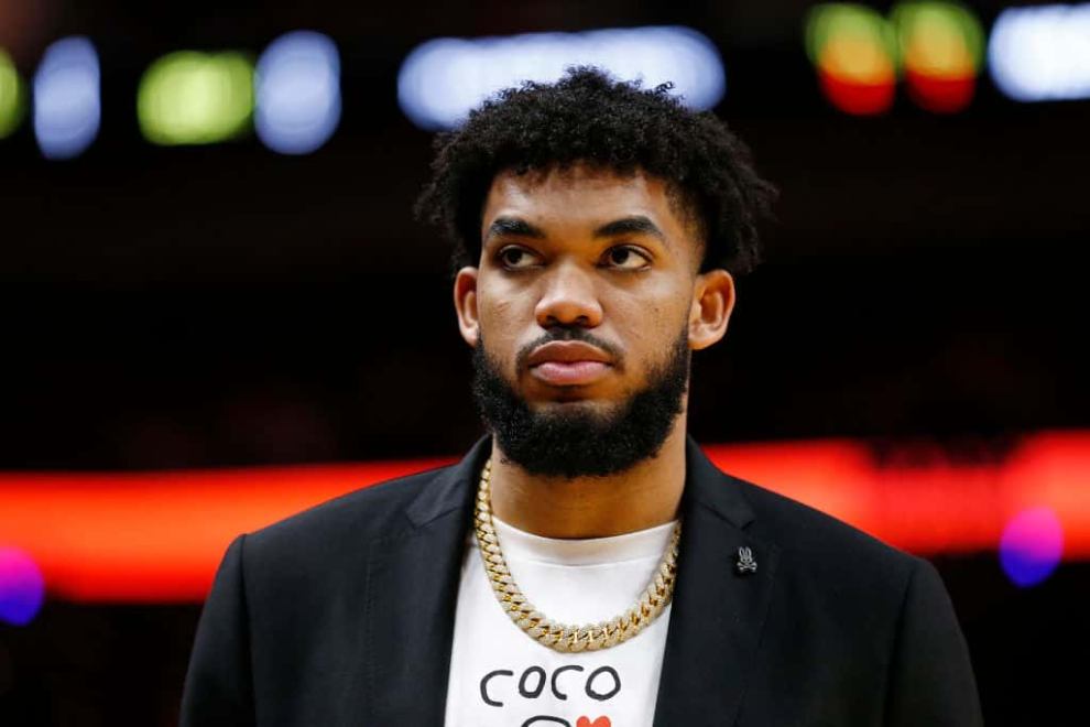 Karl-Anthony Towns looking at the camera