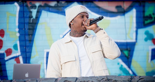 Rapper Moneybagg Yo performs on stage during the Joy To The Polls Georgia Pop Up Concert at Dunbar Neighborhood Centre on January 05