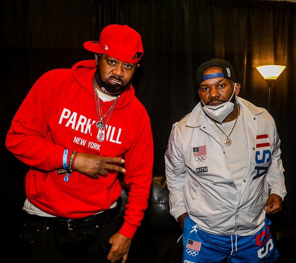 Ghostface Killah and Raekwon pose backstage during Hot 97 Summer Jam 2021 at Met Life Stadium on August 22