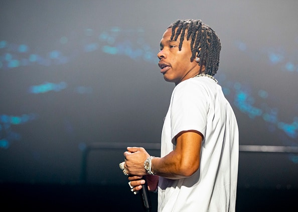 Rapper Lil Baby performs during the WJLB Big Holiday Show at Little Caesars Arena on December 17