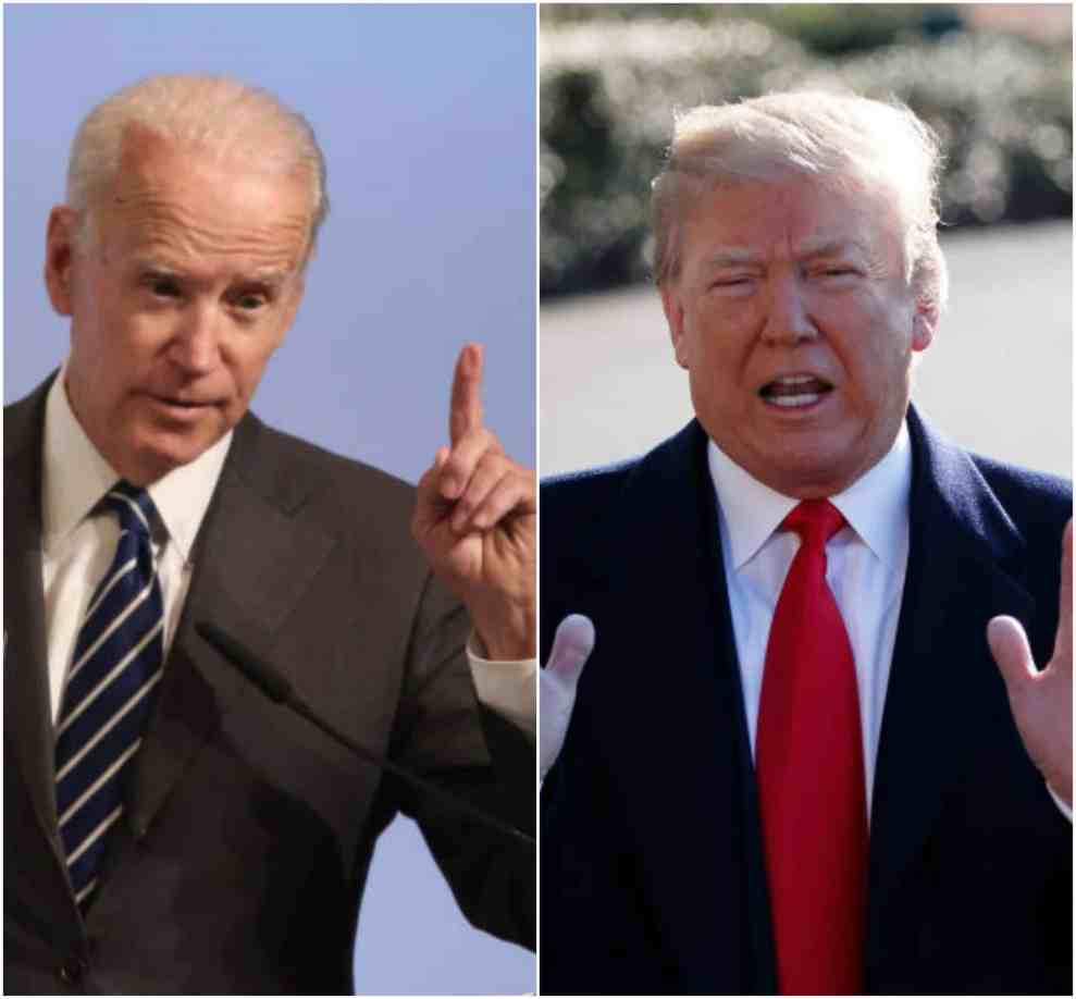 Split image of Joe Biden and Donald Trump