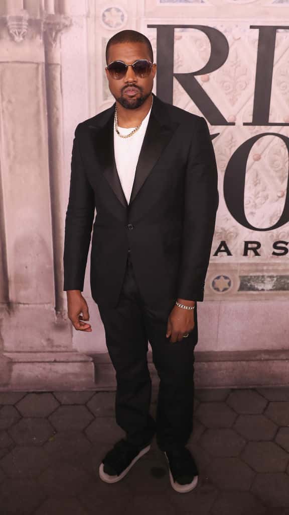 Kanye West wearing black and white