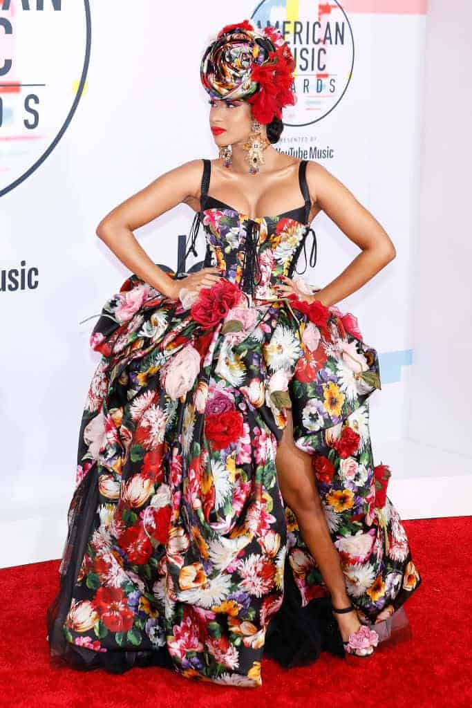Cardi B wearing Floral Print Dress at the AMAs