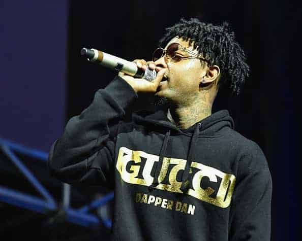 21 Savage performing on stage