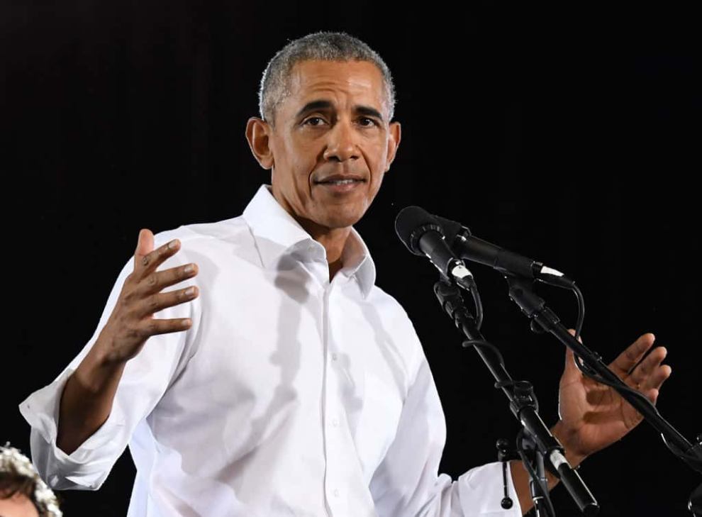 Barack Obama wearing a white shirt