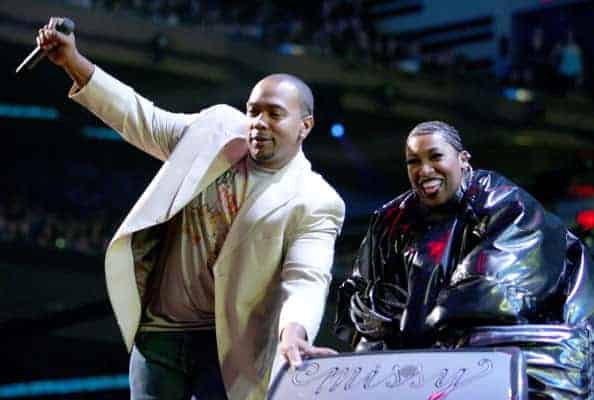 timberland and missy elliot on stage
