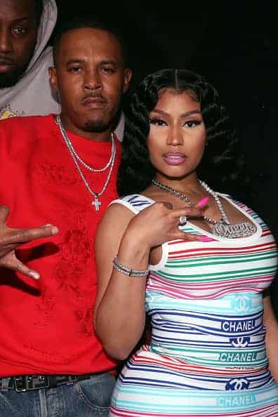 Kenneth Zoo Petty (L) and Nicki Minaj attend Church On Sundays