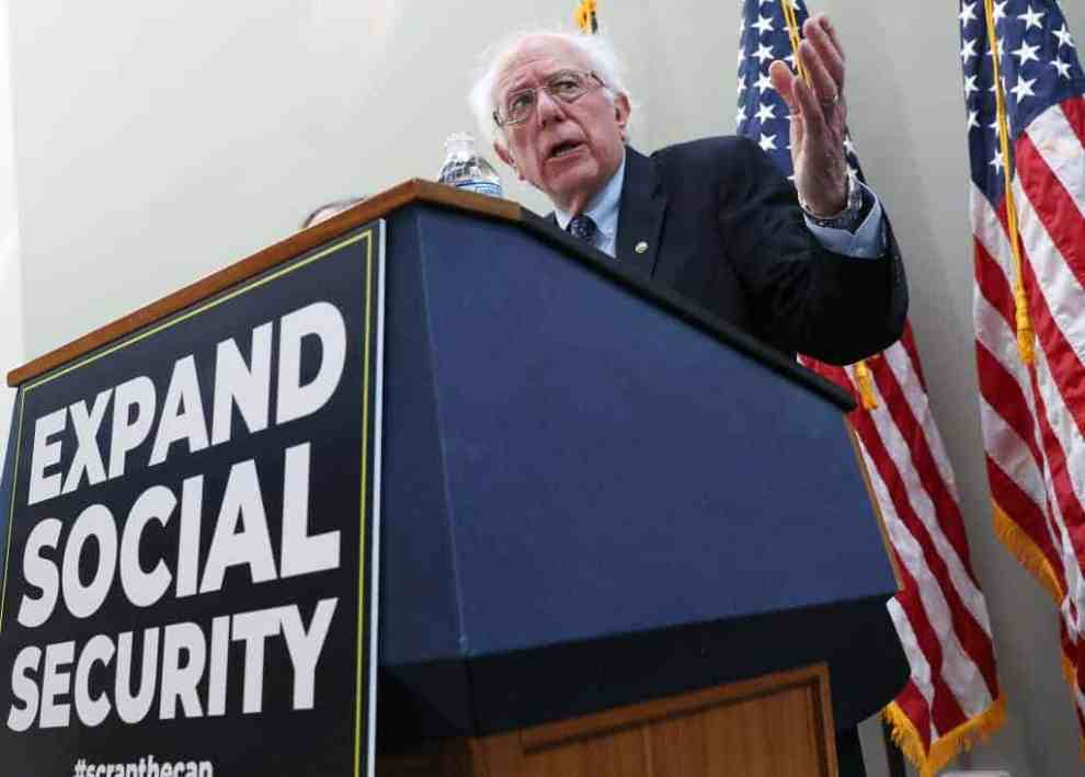 Bernie sanders giving a speech