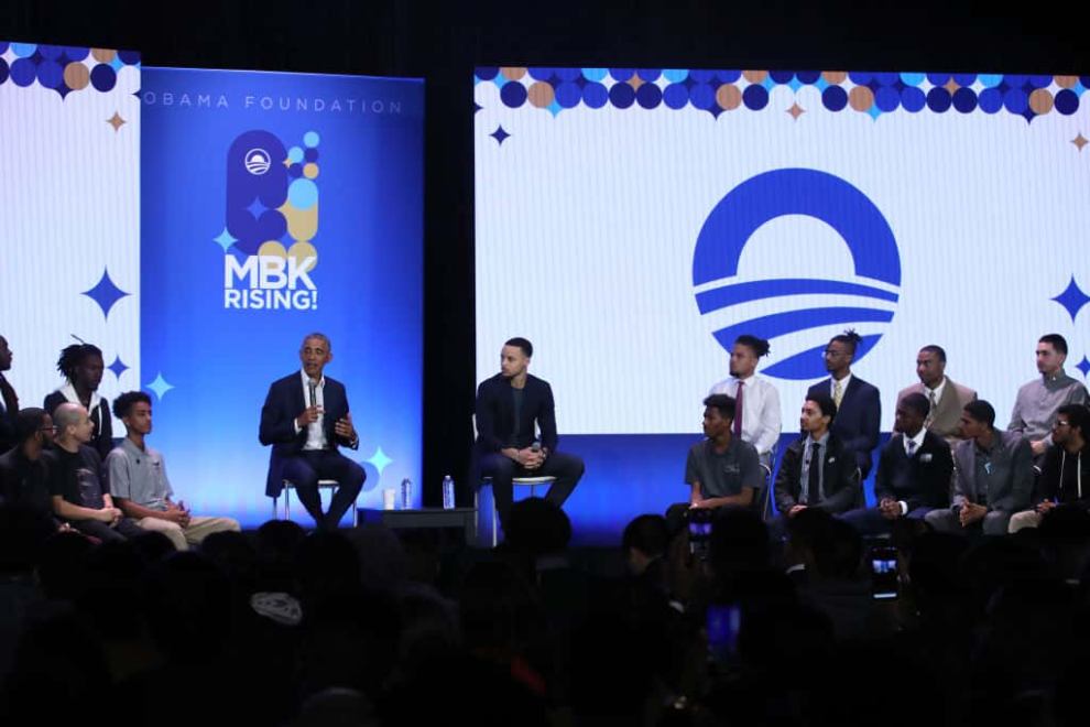 Obama and Stephen Curry at You Matter rally