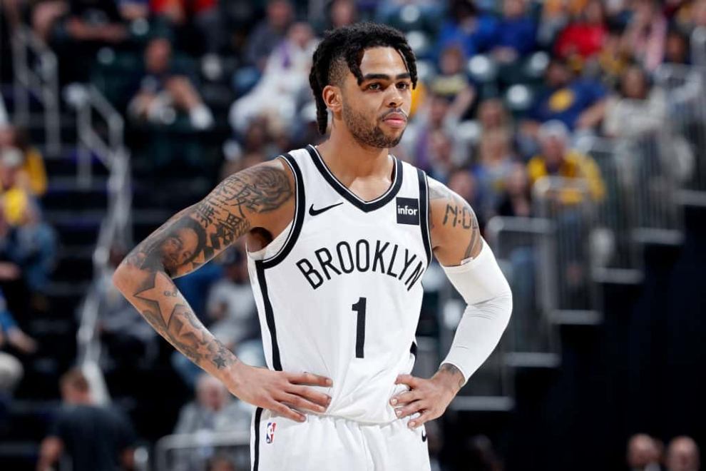 D'Angelo Russell wearing his basketball jersey