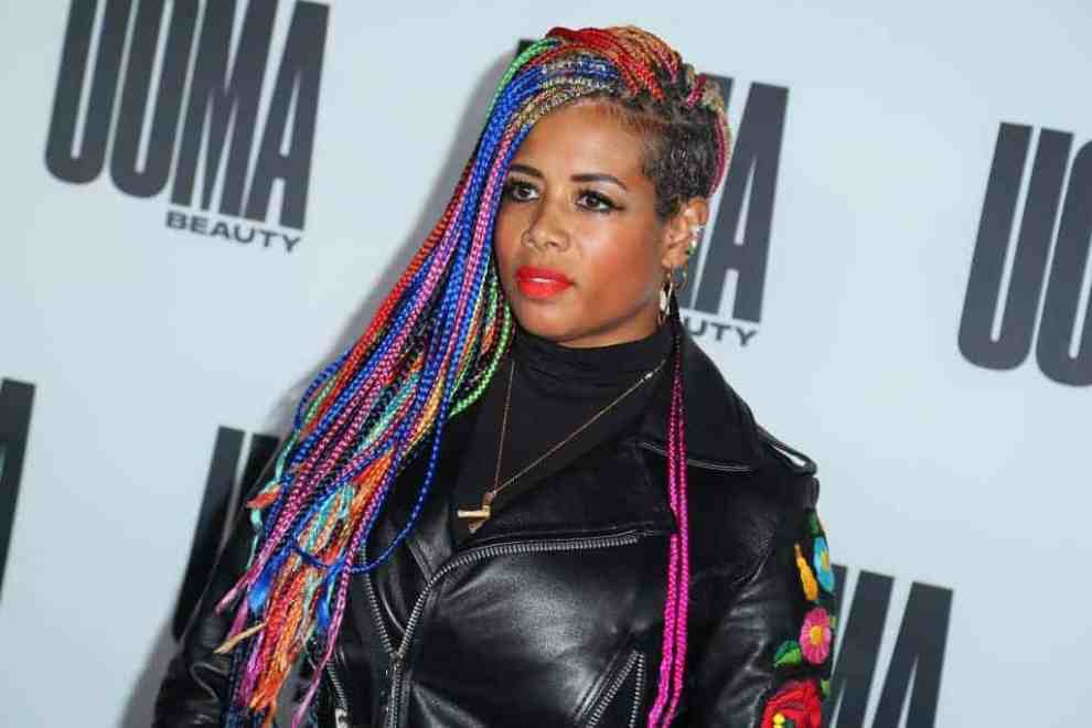 Kelis wearing black and multi-colored braids