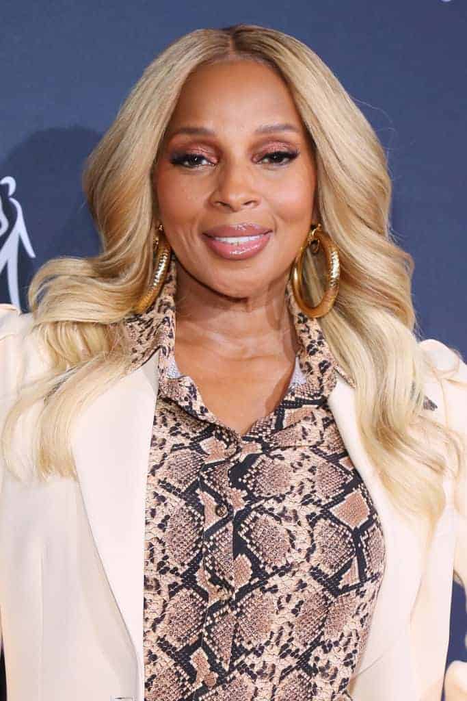 Mary J. Blige wearing snake-skin shirt