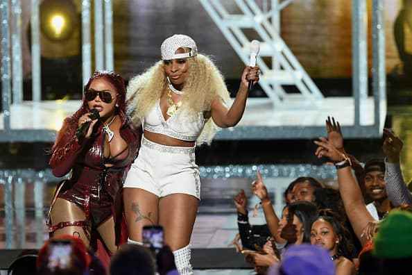 Lil' Kim and Mary J. Blige performs onstage at the 2019 BET Awards on June 23
