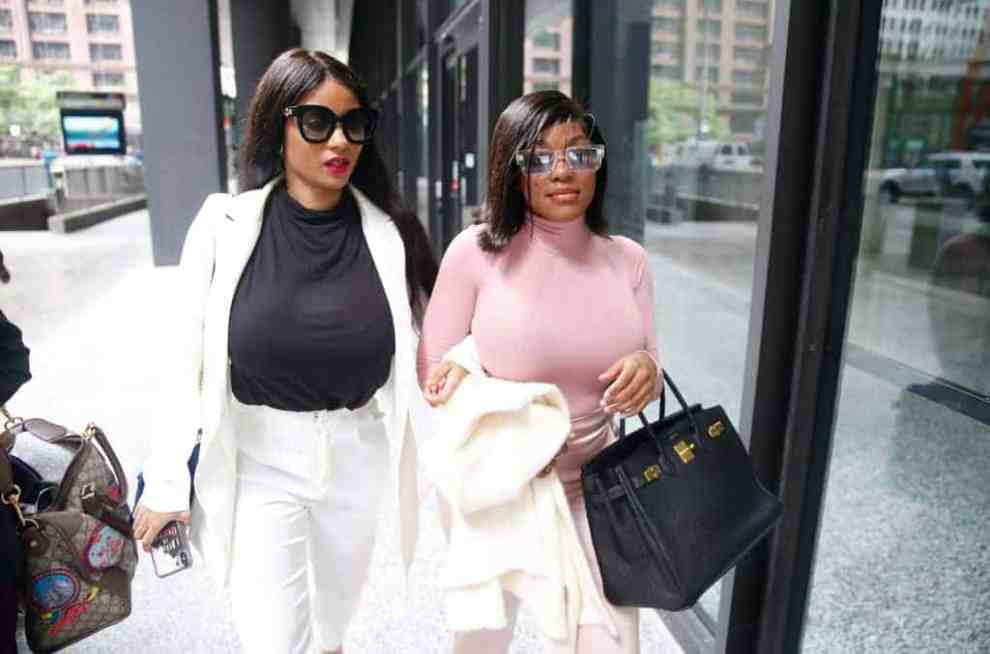 Joycelyn Savage and Azriel Clary wearing multi-colors and shades