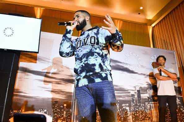 (L-R) Rapper Drake and Maverick Carter attend the Uninterrupted Canada Launch held at Louis Louis at The St. Regis Toronto on A