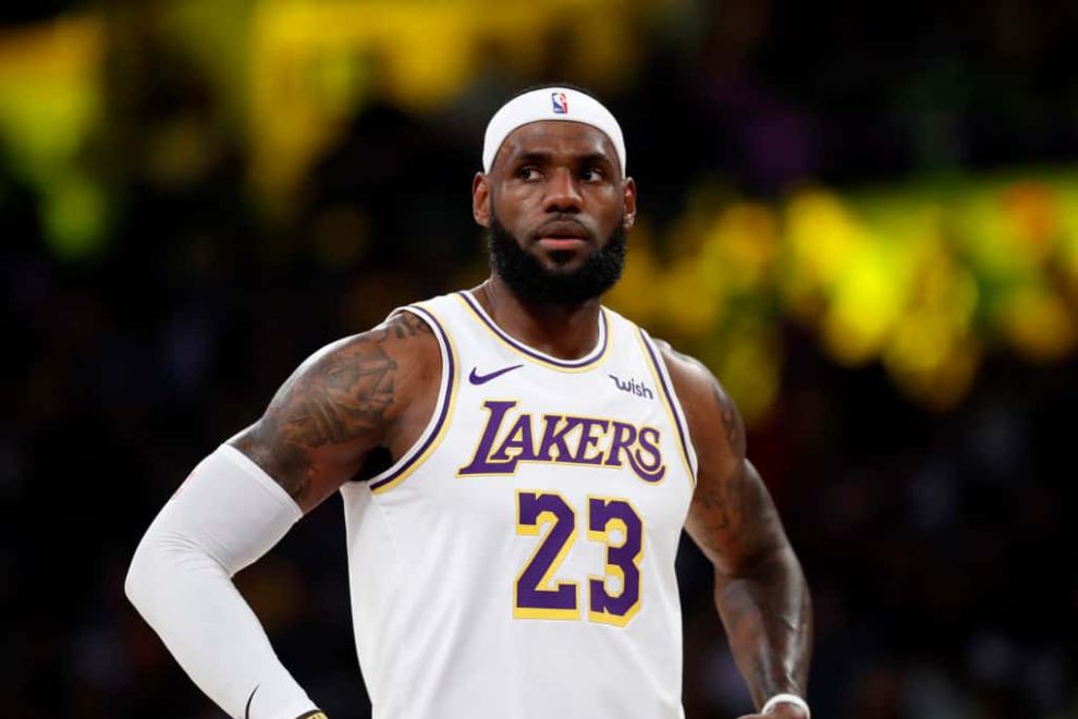 LeBron James wearing Laker's jersey