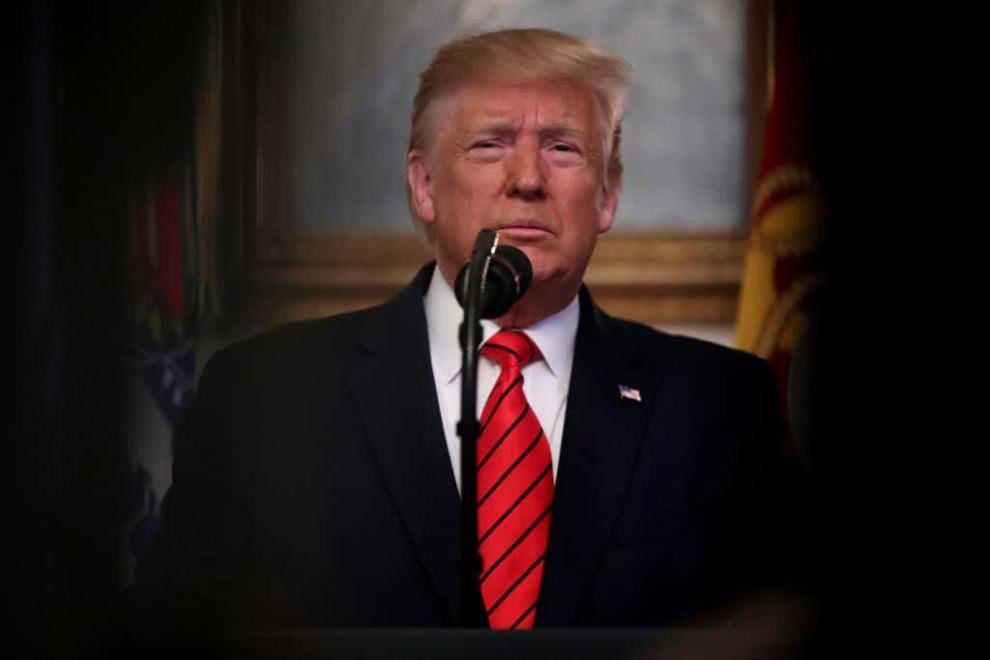 Donald Trump standing at the podium