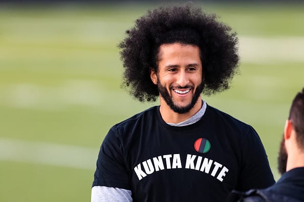 Colin Kaepernick looks on during his NFL workout held at Charles R Drew high school on November 16