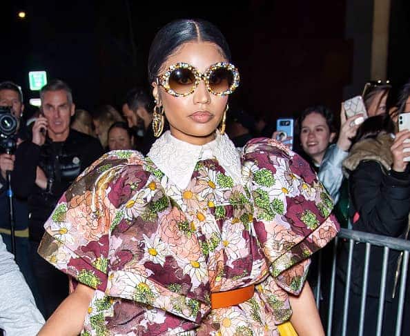 Rapper Nicki Minaj is seen leaving the Marc Jacobs Fall 2020 runway show during New York Fashion Week on February 12