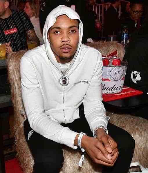 Rapper G Herbo attends New York Knicks vs Atlanta Hawks game at State Farm Arena on March 11