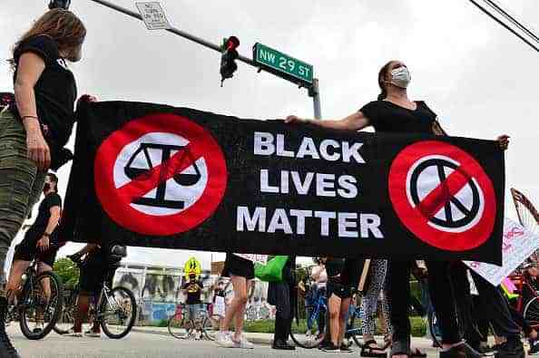 Protesters demonstrate against police brutality on June 5